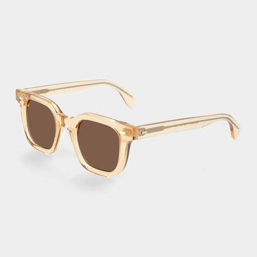 TBD Eyewear Mastro Eco in Champagne with warm tobacco lenses, a sustainable and handcrafted sunglasses model Made in Italy