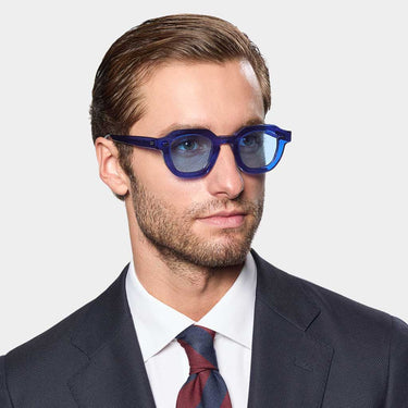 Royal Blue Squared sunglasses with blue lenses: Juta | TBD Eyewear