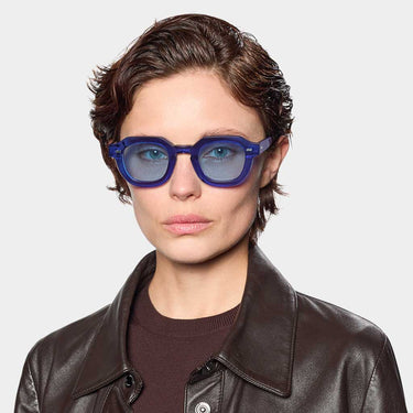 Royal Blue Squared sunglasses with blue lenses: Juta | TBD Eyewear