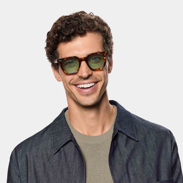 green tinted goggles TBD Eyewear Sunglasses, Mastro Eco Spotted Havana