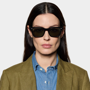 Square eco black sunglasses with bottle green lenses: Carré Eco