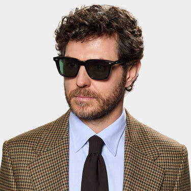Square eco black sunglasses with bottle green lenses: Carré Eco