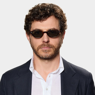 Oval eco dark havana sunglasses with bottle green lenses: Ellipse