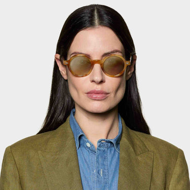 golden goggles Round golden havana sunglasses with mirror green lenses: Giotto Golden  Havana | Mirror Green