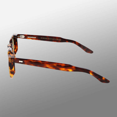 Eco spotted havana sunglasses with mirror green lenses: Hem Eco