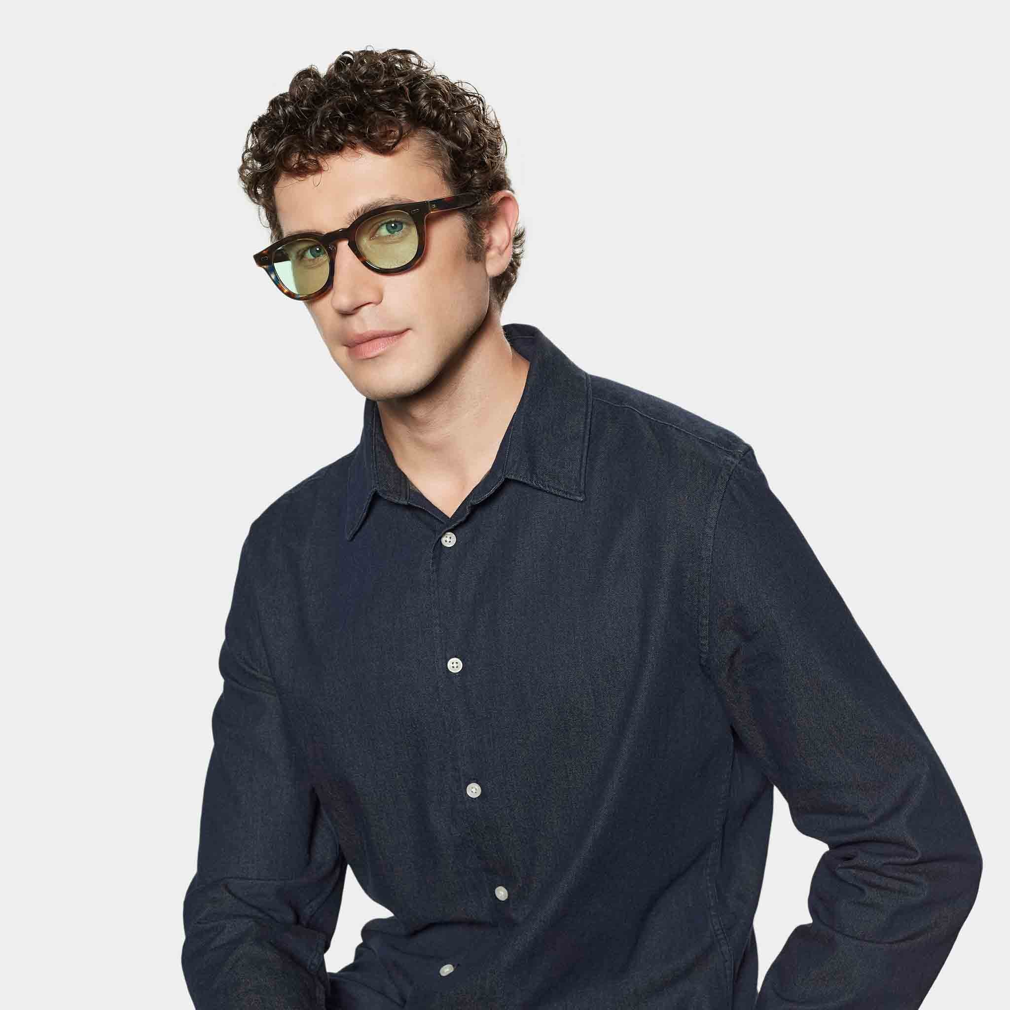 Square sunglasses with light greeen lenses: Donegal | TBD Eyewear