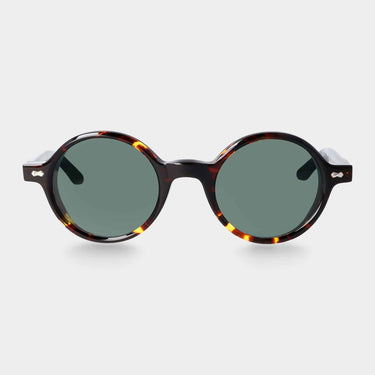 Round eco dark havana sunglasses with bottle green lenses: Giotto