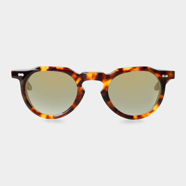 Eco spotted havana sunglasses with mirror green lenses: Hem Eco
