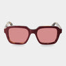 sunglasses lino plum red handcrafted in Italy with sustainable materials