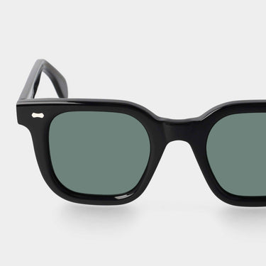 Sustainable Mastro Eco sunglasses in matte black with bottle green lenses by TBD Eyewear