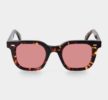 Mastro Eco Dark Havana sunglasses by TBD Eyewear, handmade in Italy from sustainable materials with red lenses and a timeless design