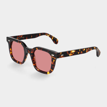 TBD Eyewear Mastro Eco in Dark Havana, a fully sustainable and handcrafted pair of sunglasses with red lenses