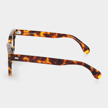 Mastro Eco sunglasses by TBD Eyewear, crafted in Italy from sustainable materials with a Spotted Havana frame and light green lenses