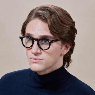 eyeglasses welt eco black optical sustainable tbd eyewear man front handcrafted in Italy