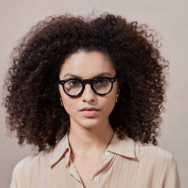 eyeglasses welt eco black optical sustainable tbd eyewear woman front made in Italy