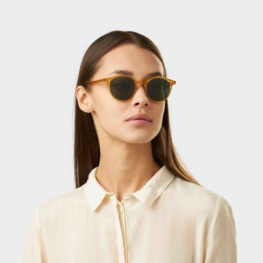 sunglasses cran eco honey bottle green sustainable tbd eyewear woman made in Italy