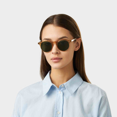sunglasses lapel eco champagne bottle green sustainable tbd eyewear woman made in Italy