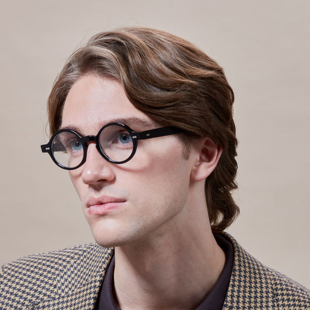 Black round sustainable eyeglasses Oxford TBD Eyewear