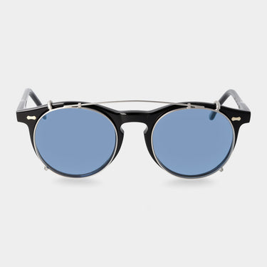 sunglasses pleat black silver blue tbd eyewear front handcrafted in Italy