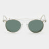 sunglasses pleat eco transparent silver bottle green sustainable tbd eyewear front handcrafted in Italy