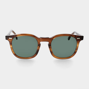 Brown sunglasses with green lenses: Twill TBD Eyewear