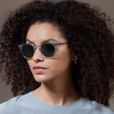 sunglasses twill eco transparent bottle green sustainable tbd eyewear woman side handcrafted in Italy