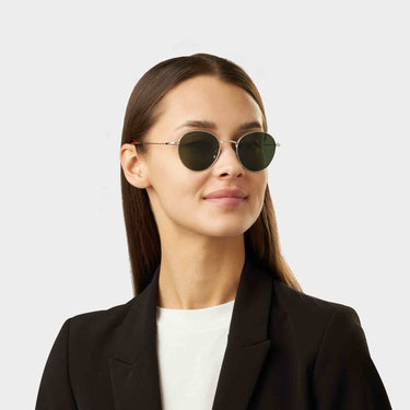 sunglasses vicuna rhodium bottle green tbd eyewear woman handcrafted in Italy
